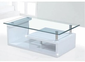 Konferenčný stolík, sklo/biela extra vysoký lesk HG, JULIEN