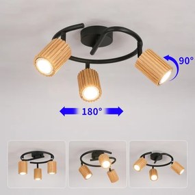 Brilagi - Bodové svietidlo MODERN WOOD 3xGU10/8W/230V, drevené/čierne