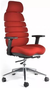 Kancelárska ergonomická stolička SPINE s podhlavníkom — látka, nosnosť 130 kg, viac farieb Červená