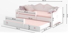 Detská posteľ s prístelkou a matracmi Elisa II 80x160 cm - biela / sivý vzor