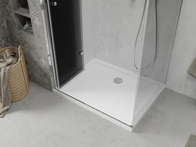 Mexen Lima, sprchový kút so skladacími dverami 90 (dvere) x 80 (stena) cm, 6mm šedé sklo, chrómový profil + slim sprchová vanička biela + chrómový sifón, 856-090-080-01-40-4010