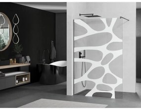 Mexen Kioto, sprchová zástena Walk-In 70 x 200 cm, 8mm číre sklo biely vzor, grafitový profil, 800-070-101-66-97