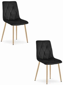 Set dvoch jedálenských stoličiek LIBRA zamatové čierne / drevené nohy (2 ks)