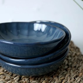 Súprava 6 kameninových misiek Laguna 12 cm, tmavomodrá