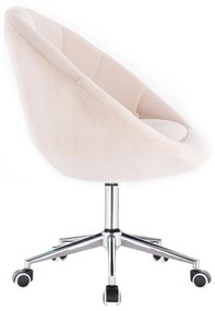 LuxuryForm DESIGN Kreslo VERA VELUR na striebornej podstave s kolieskami - krémové