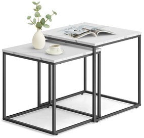 Sada 2ks konferenčných stolíkov QUADRO, dekor biely mramor