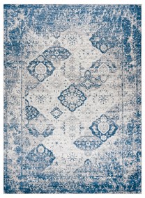 Koberec ANDRE 1819C Rozeta - prateľný, protišmykový - béžový / modrý