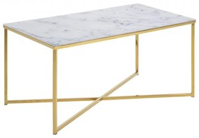 Konferenčný obdĺžnikový stolík Alisma mramor biely/zlatý