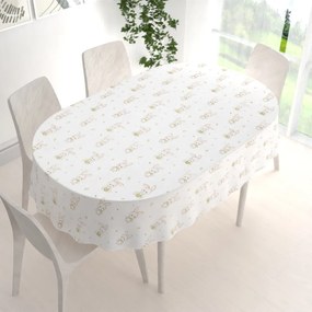 Biante Detský bavlnený oválny obrus Sandra SA-401 Zajačiky na bielom 50x100 cm