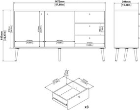 Komoda Boazy 147 cm bílá