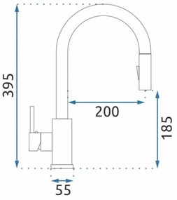 REA-B0669 - Drezová batéria s vysúvacou sprškou FRESH 39,5 cm zlatá