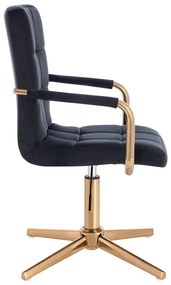 LuxuryForm DESIGN Stolička VERONA GOLD VELUR na zlatom kríži - čierna