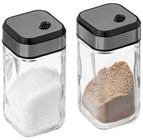 5Five® Hranatá sklenená korenička s multifunkčným nerezovým viečkom INOX, 100ml