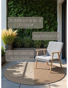 Okrúhly vnútorný a vonkajší koberec v béžovej a slonovinovej farbe ø 160 cm Duet Kona – NORTHRUGS