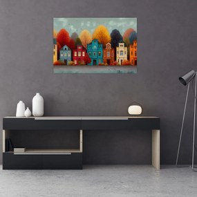 Obraz - Maľované jesenné mesto (90x60 cm)
