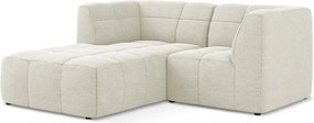 Béžová rohová pohovka z textílie buklé (ľavý roh/s leňoškou) Aloha – Makamii
