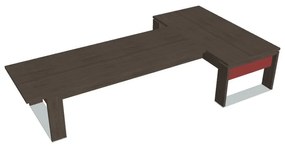 Stôl Verno+ S 200 x 370 cm s rokovacím prvkom, dub antracit / červená