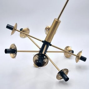 Luster na tyči ROLLO 8xE14/5W/230V zlatá/dymová béžová