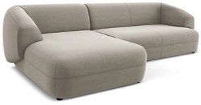 Béžová zamatová rohová pohovka (ľavý roh) Moana – Makamii