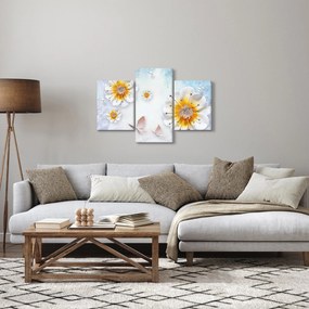 Obraz - Kompozícia s kvetmi a motýľmi (90x60 cm)