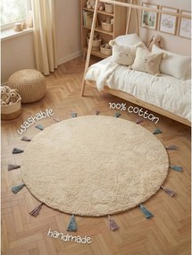 Krémovobiely prateľný/ručne tkaný bavlnený detský koberec ø160 cm Snuggle Sunna – Hanse Home