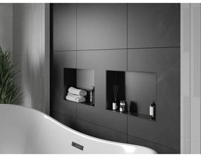 Mexen X-Wall-NR, polička na zapustenie pod obklad bez goliera 45 x 30 cm, čierna matná, 1971453010