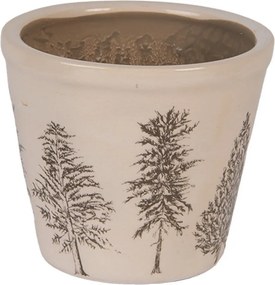 Béžový obal na kvetináč so stromčekmi Natural Pine Trees S - Ø 12*11 cm
