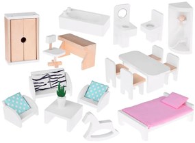 Jokomisiada Drevený domček pre bábiky + bazén, výťah, nábytok ZA4835