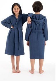 Tmavomodrý mušelínový detský župan veľkosť 5-6 rokov Muslin – Foutastic