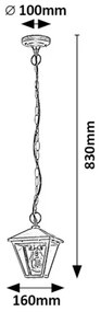 Rabalux 7149 - Vonkajší luster na reťazi PARAVENTO 1xE27/40W/230V IP44