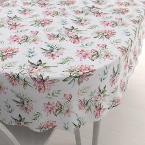 Biante Teflónový oválny obrus TF-134 Akvarelové kvety rododendrónu na bielom 100x140 cm