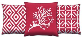 Súprava vzorovaných vankúšov VAPO 3 ks 43x43 cm červené/biele