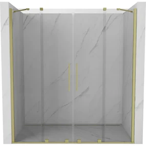 Mexen Velar Duo, posuvné dvere do otvoru 180x200 cm, 8mm číre sklo, zlatá matná, 871-180-000-02-55