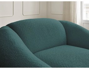 Tyrkysovomodré kreslo z textílie bouclé Tina – Bobochic Paris