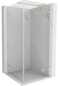 Mexen Lunar T, výklopný sprchový kút pravý 120 x 120 cm, 8mm číre sklo, zlatý kartáčovaný - 834T-120-120-55-00-P