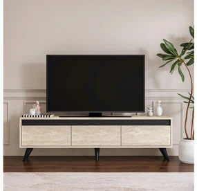 TV stolík/skrinka Central (travertín + antracit) . Vlastná spoľahlivá doprava až k Vám domov. 1102038