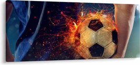 Obraz - Futbalová lopta v ohni (120x50 cm)