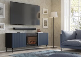 TV skrinka/stolík s elektrickým krbom FPB 2D 170 C Rowanna (čierna + tmavomodrá). Akcia -20%. Vlastná spoľahlivá doprava až k Vám domov. 1125095