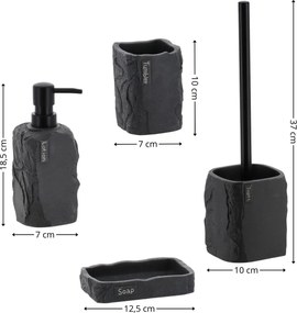 Sada kúpeľňových doplnkov Paola, čierna/s čiernymi prvkami