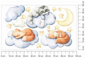 Vulpi Detské samolepky na stenu Zvieratká v oblakoch 100x60