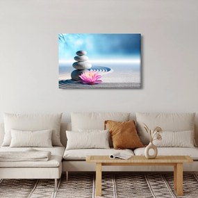 Obraz piesku, ľalie a spa kameňov (90x60 cm)