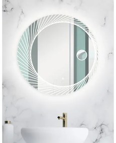 Zrkadlo do kúpeľne LED okrúhle strieborné Ø 80 cm