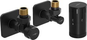 Mexen G05, uhlová termostatická súprava s hranatou krytkou, čierna matná, W901-958-909-70