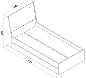 Študentská posteľ 100x200 so šuplíkom Falko - dub rebap/bronz