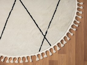 My Flair, Kusový koberec Moroccan Charm weiß kruh, 190x190 (průměr) kruh, čiernobiela, obývacia izba