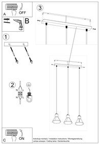 Závesné svietidlo Tazila 3, 3x čierne kovové tienidlo, LED