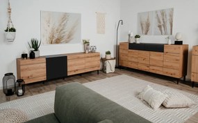 Široká komoda so zásuvkami Nola, dub artisan/čierna