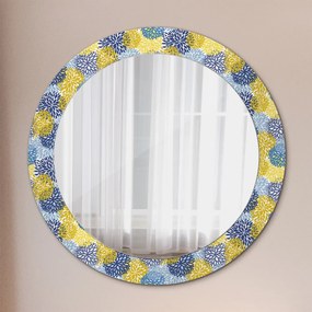 Okrúhle ozdobné zrkadlo Modré kvety fi 70 cm