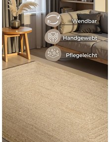 Obojstranný/ručne tkaný jutový koberec vo svetloprírodnej farbe 160x230 cm Sharmila Natural White – Hanse Home