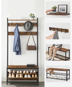 Predsieňová stena TAYLOR s botníkom 180x85 cm, rustikálne hnedá